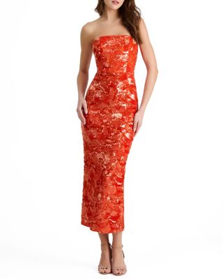  Leslie Sequin Strapless Gown