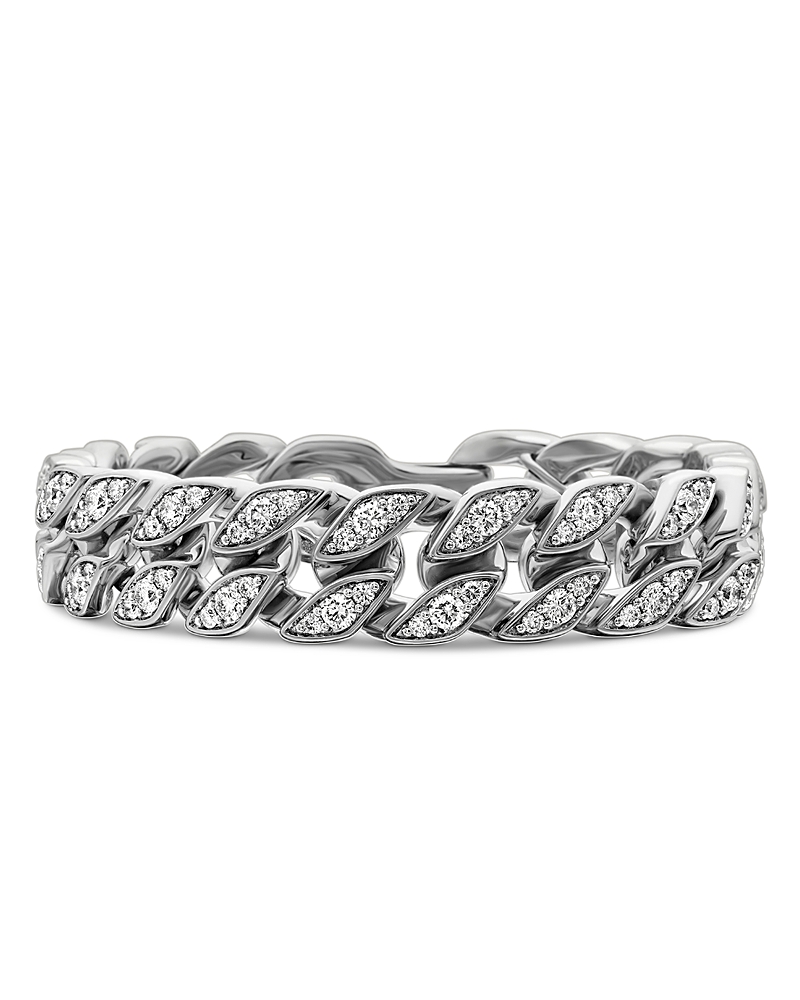 Men's Curb Chain Bracelet in Sterling Silver with Diamonds, 14.5mm