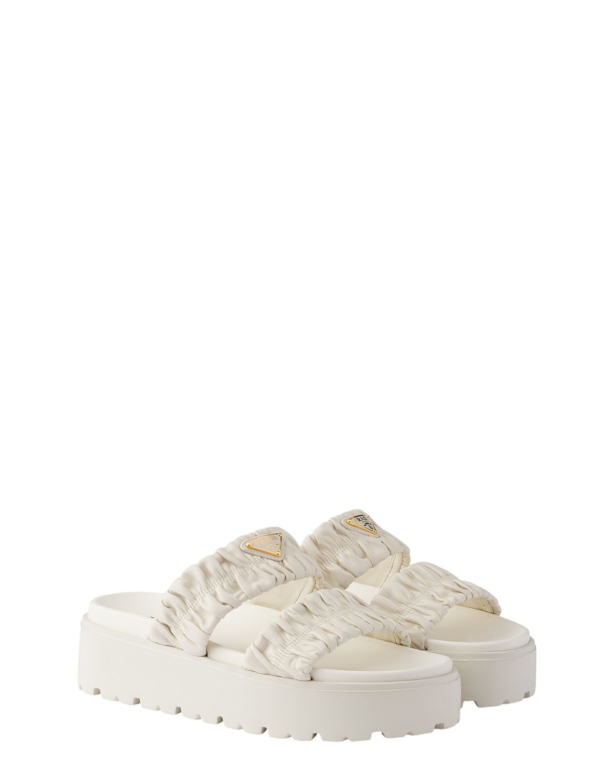 Prada Women's Matelasse Nappa Leather Flatform Slides