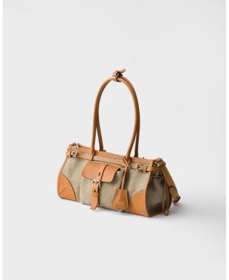  Bonnie Medium Linen And Leather Handbag