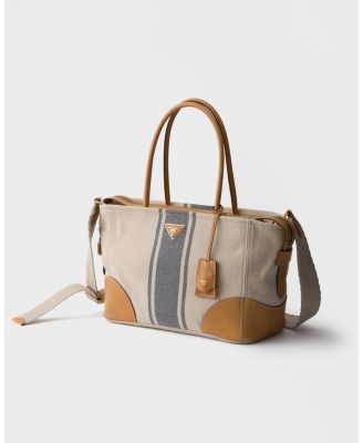 Large Canvas And Leather Shopping Bag