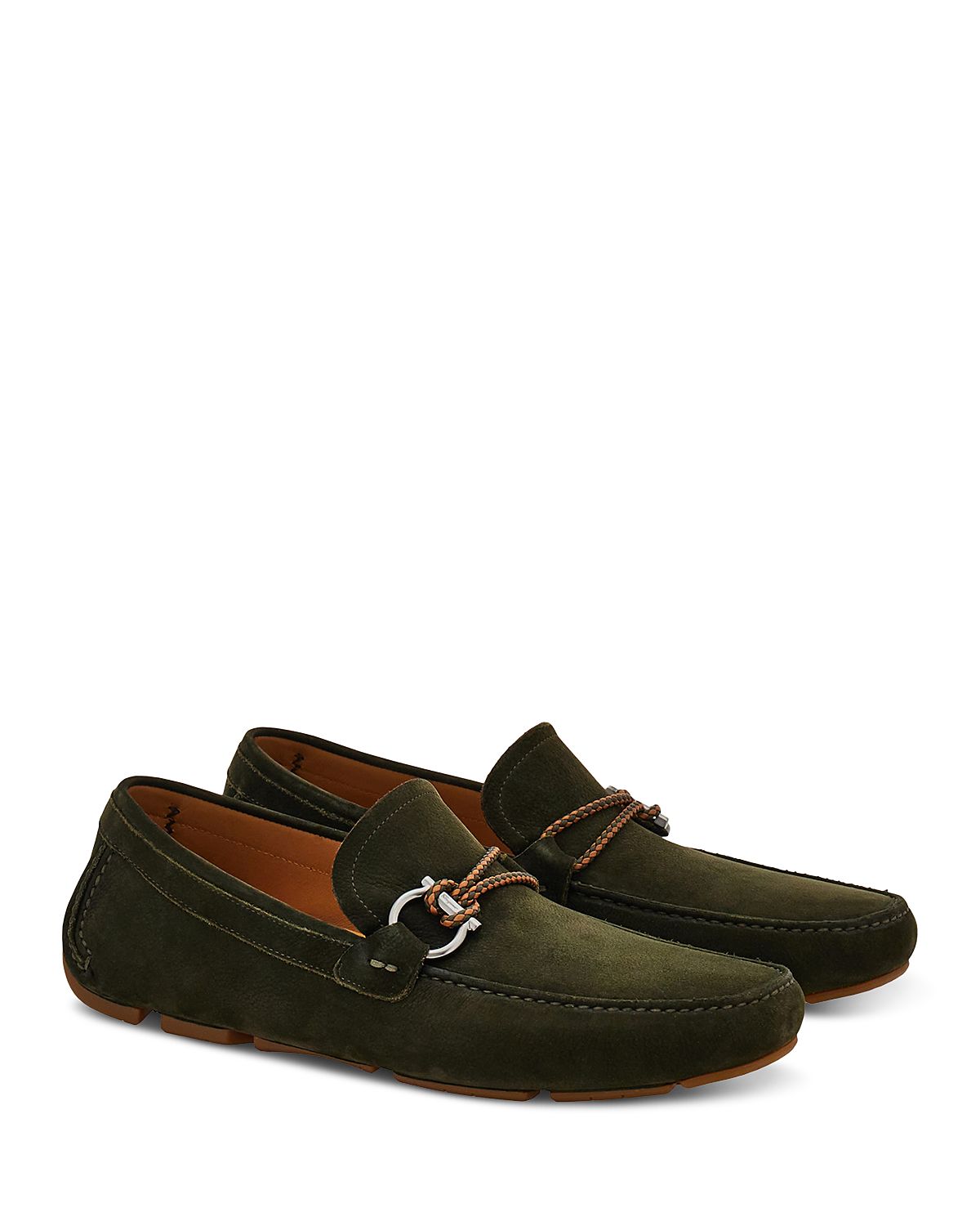 Ferragamo Men's Gancini Ornament Driver Loafers