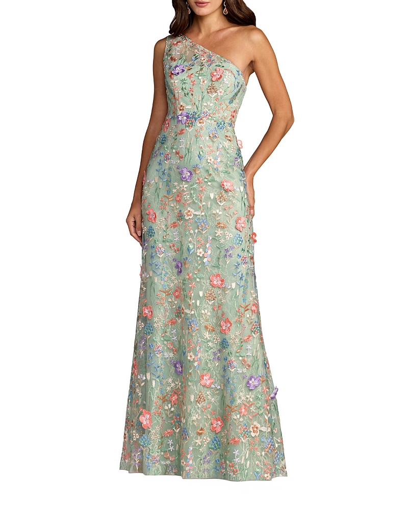Mac Duggal Petite One Shoulder Lace Embroidered Gown