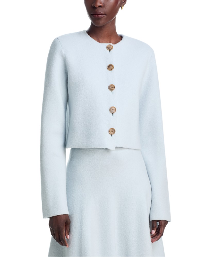 Brandon Maxwell The Ryder Wool Knit Jacket in Ice Blue