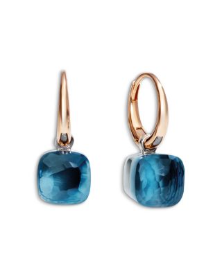 18K Yellow Gold Nude London Blue Topaz Drop Earrings