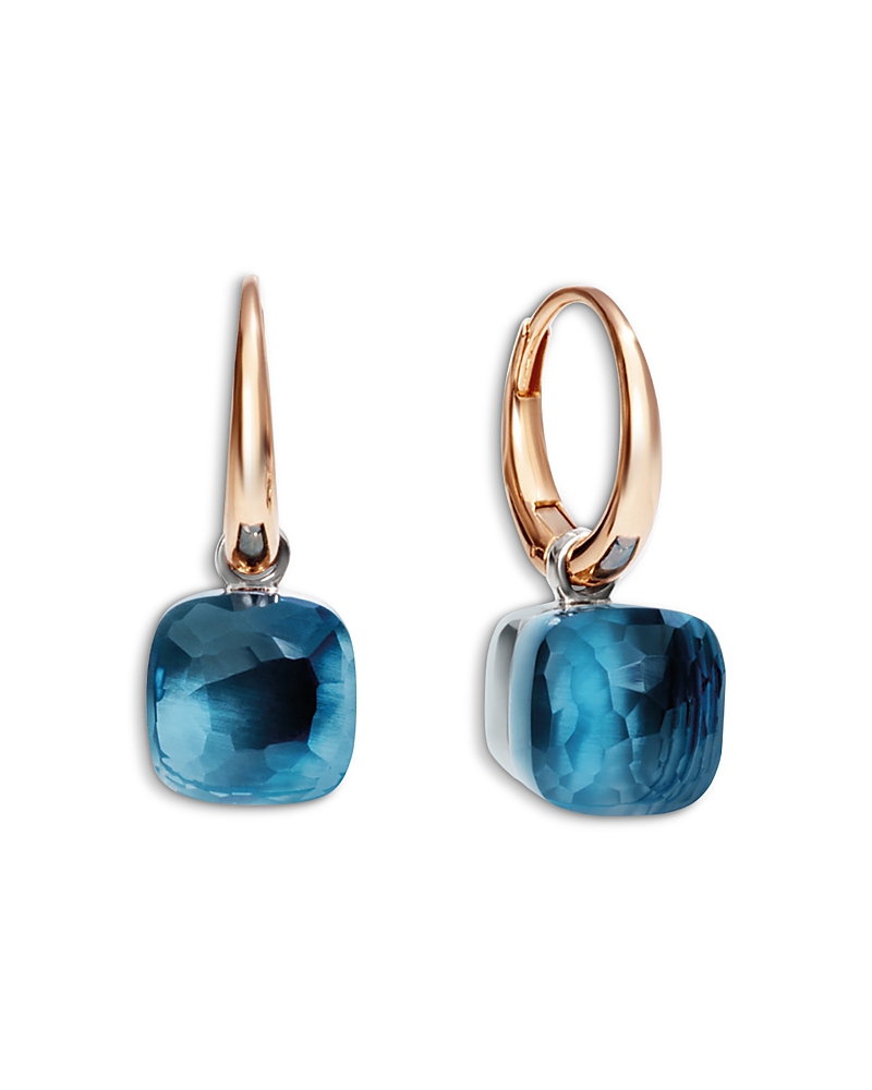 Pomellato 18K Yellow Gold Nude London Blue Topaz Drop Earrings