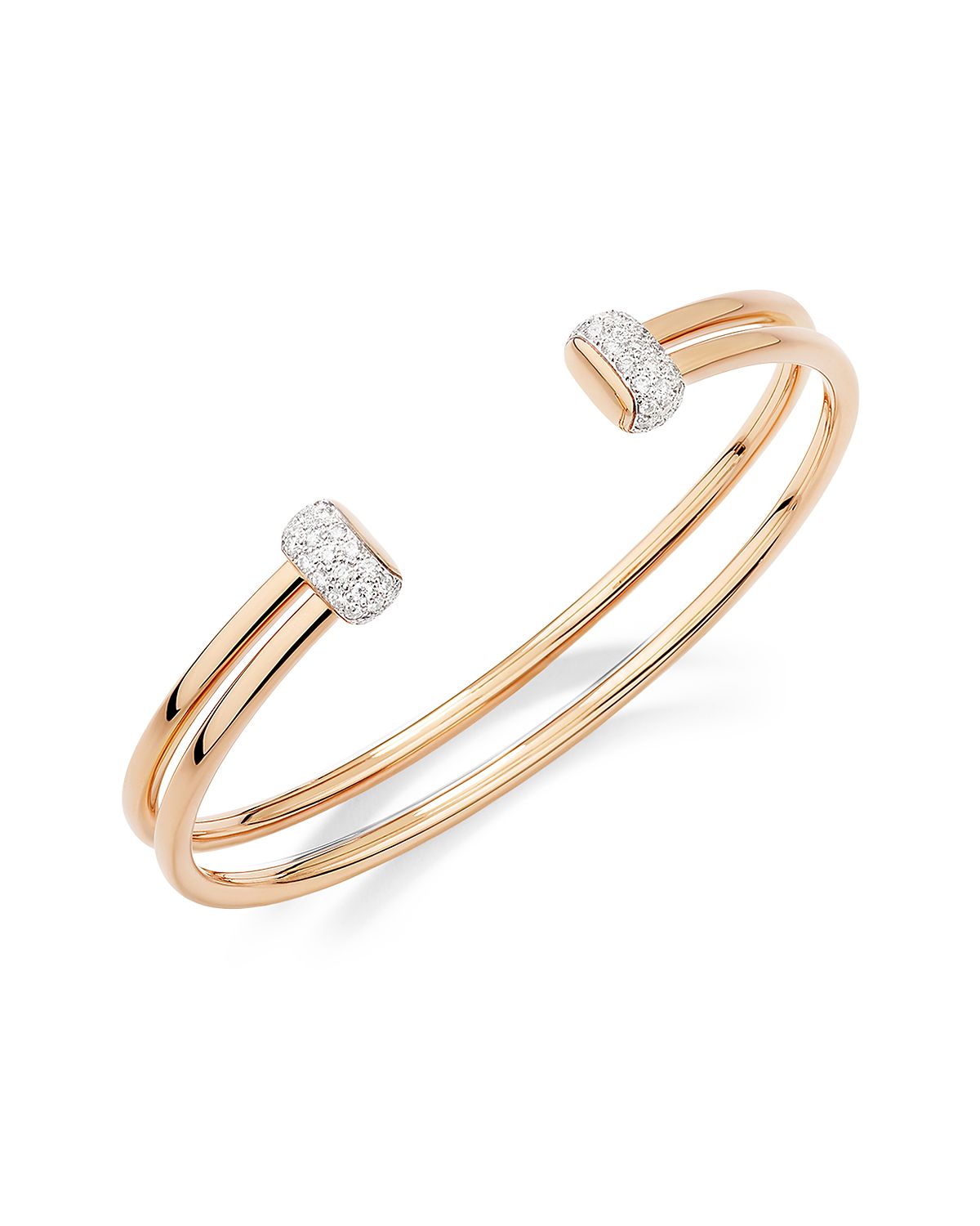 Pomellato 18K Rose Gold Pomellato Together Diamond Double Row Cuff Bracelet, 0.6 tcw