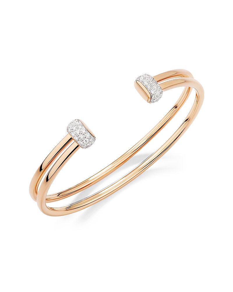 Pomellato 18K Rose Gold Pomellato Together Diamond Double Row Cuff Bracelet, 0.6 tcw