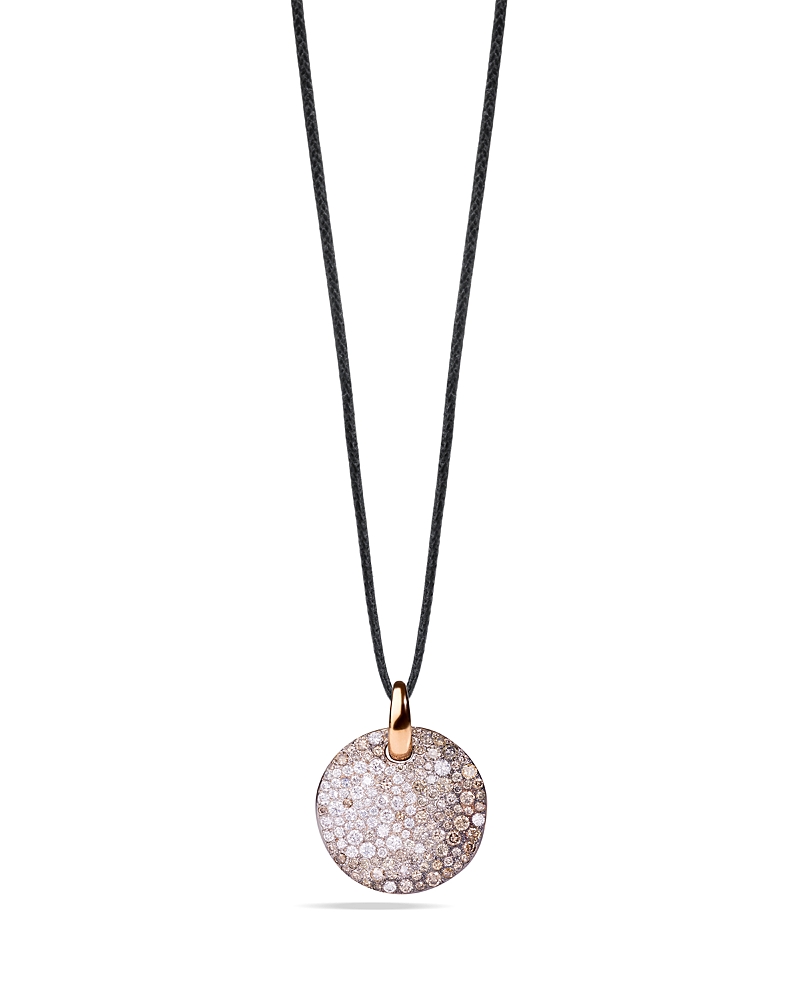 Pomellato 18K Rose Gold Sabbia Brown & White Diamond Pendant Necklace, 44