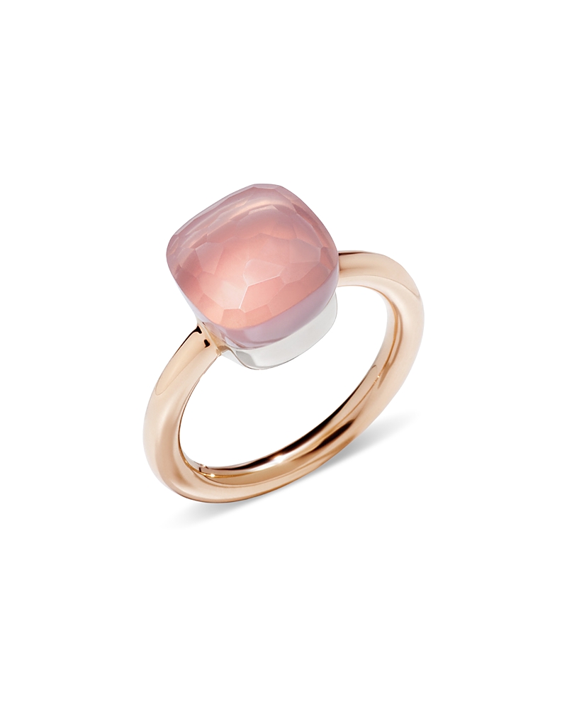 Pomellato 18K White & Rose Gold Nudo Rose Quartz Solitaire Ring