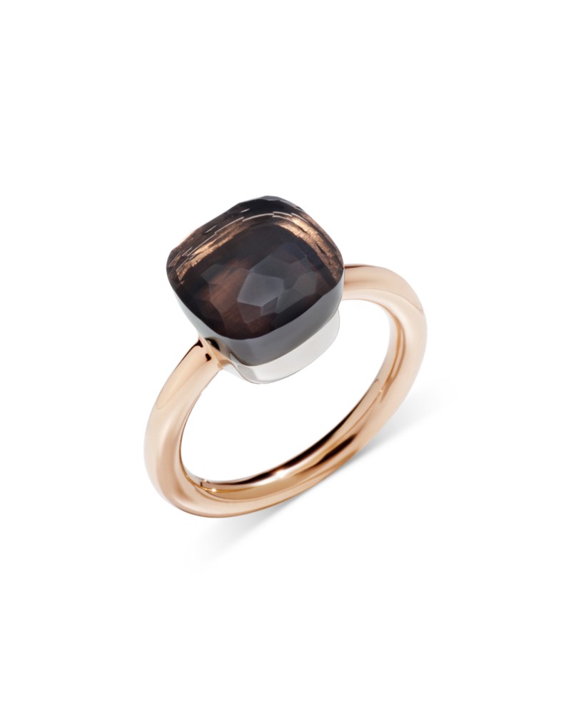 Pomellato 18K White & Rose Gold Nudo Smokey Quartz Statement Ring