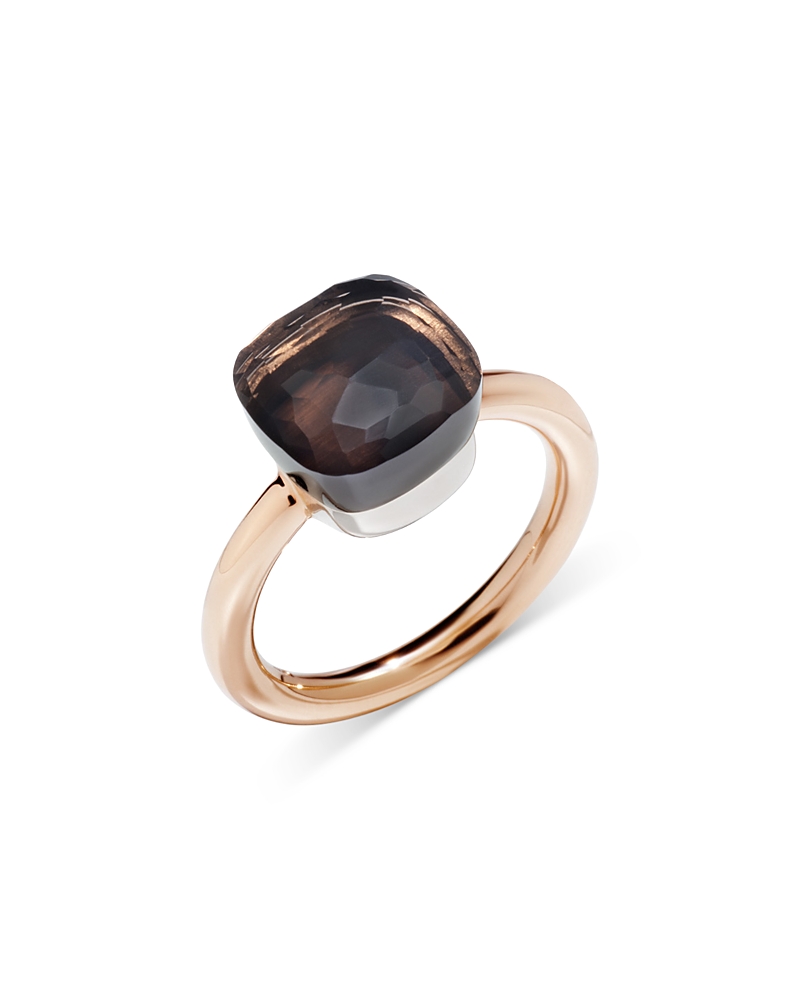 Pomellato 18K White & Rose Gold Nudo Smokey Quartz Statement Ring