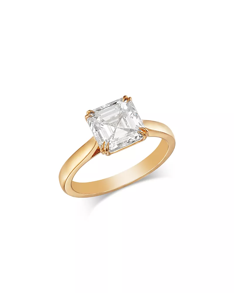 Bloomingdale's Fine Collection Luxe Collection Certified Lab Grown Diamond Asscher Engagement Ring in 14K Yellow Gold, 3.0 tcw