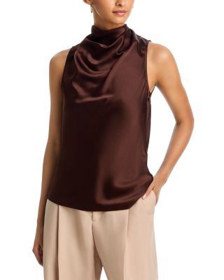Helmut Lang Tie Neck Sleeveless Silk Top In Serra