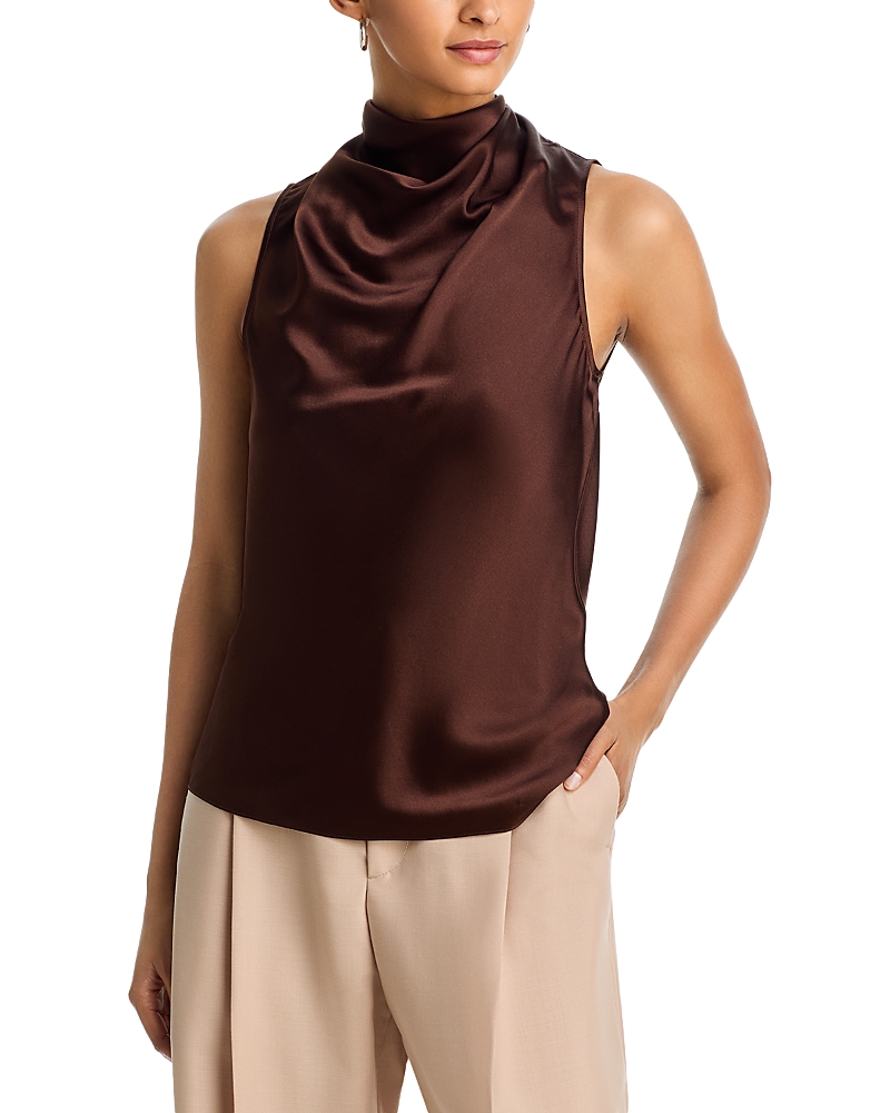 Helmut Lang Tie Neck Sleeveless Silk Top In Serra