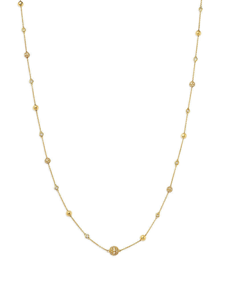Bloomingdale's Fine Collection Diamond Pave Ball & Bezel Station Necklace in 14K Yellow Gold, 1.0 tcw