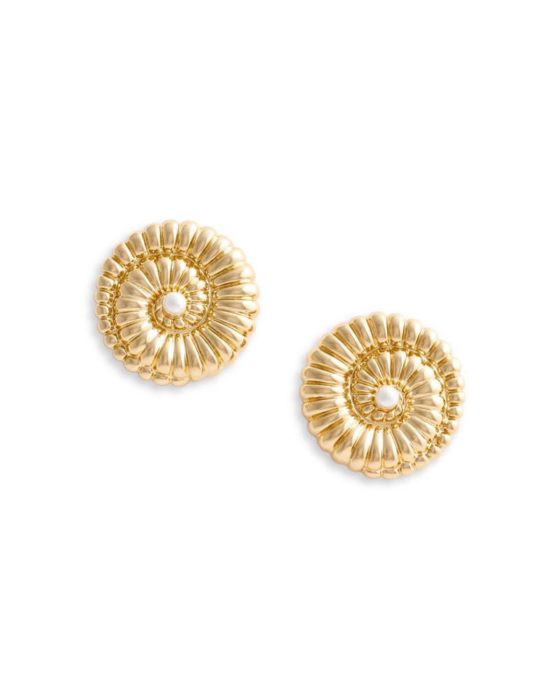 Self-Portrait Shell Earrings in Gold