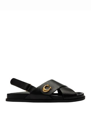 COACH Women's Leather Sculpted C Crisscross Sandals