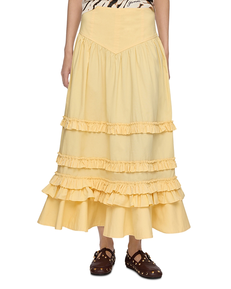 Ganni Stretch Cotton Maxi Skirt
