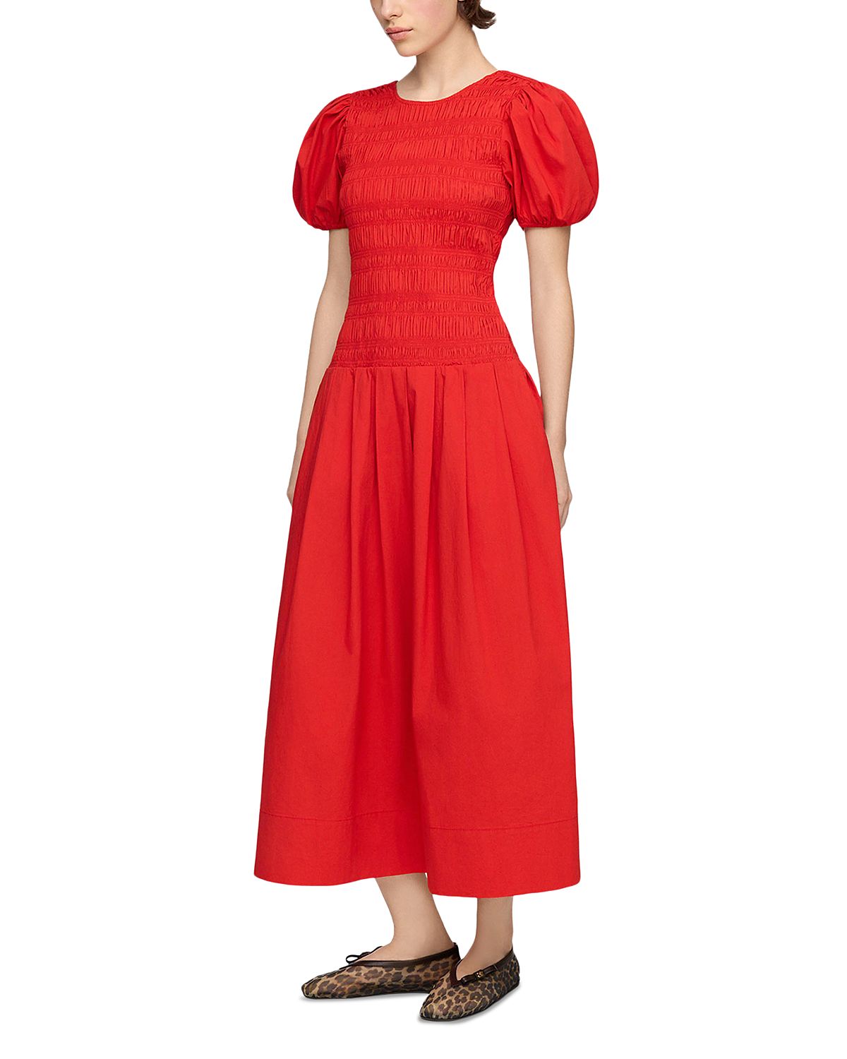 Ganni Smocked Cotton Dress