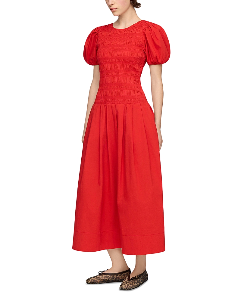 Ganni Smocked Cotton Dress