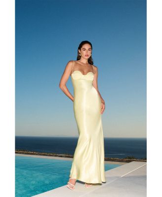 Devin Yellow Satin Maxi Dress
