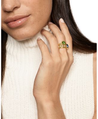 DY Mercer&reg; Color Stone Multi Row Ring in 18K Yellow Gold with Green Tourmaline, Tanzanite and Diamonds, 10mm