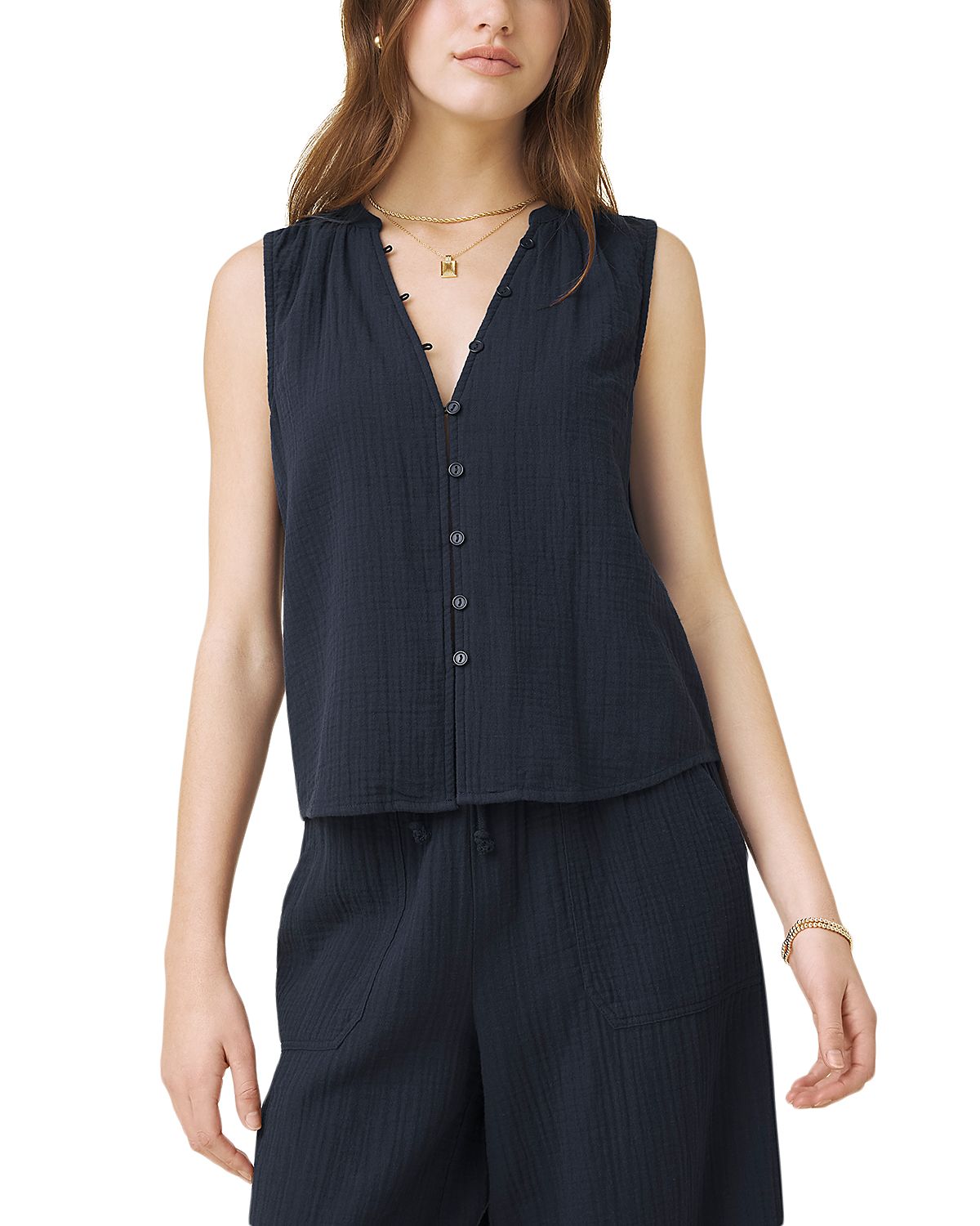 Splendid Ava Gauze Button Front Tank
