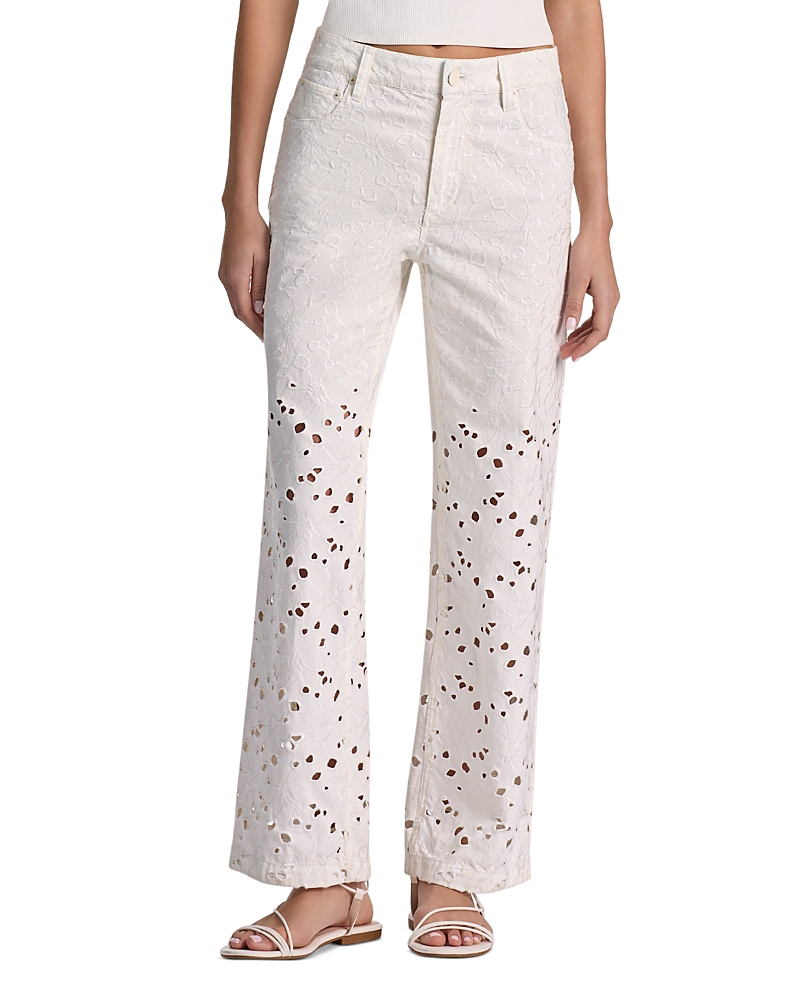 Alice and Olivia Chic High Rise Ankle Jeans in Off White