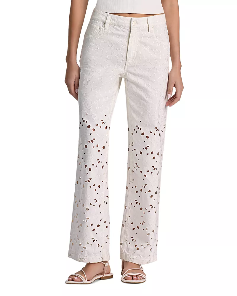 Alice and Olivia Chic High Rise Ankle Jeans in Off White