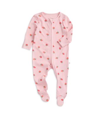 Girls' Strawberry Ribbed Two Way Zip Up Sleepsuit - Baby