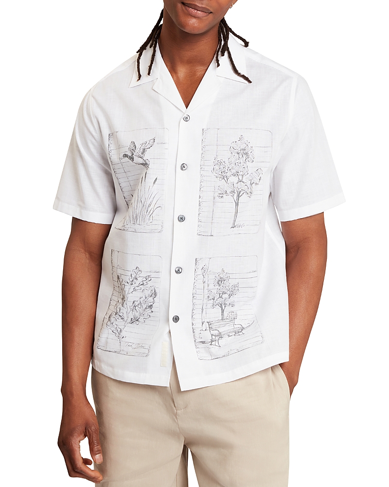 Ted Baker Gallagher Relaxed Fit Wildlife Sketch Graphic Shirt