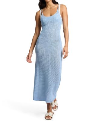 Textured Linen Sweater Scoop Maxi Dress