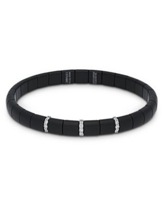 Matte Black Ceramic Diamond Bangle Bracelet, 0.22 tcw