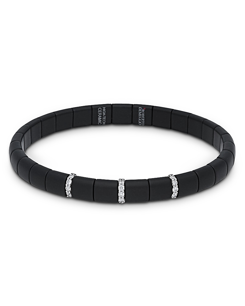 Roberto Demeglio Matte Black Ceramic Diamond Bangle Bracelet, 0.22 tcw