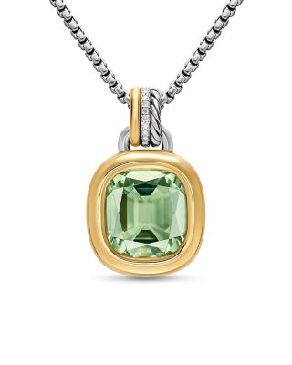 DY Mercer&reg; Color Amulet in Sterling Silver with 18K Yellow Gold, Gemstone and Diamonds, 13mm