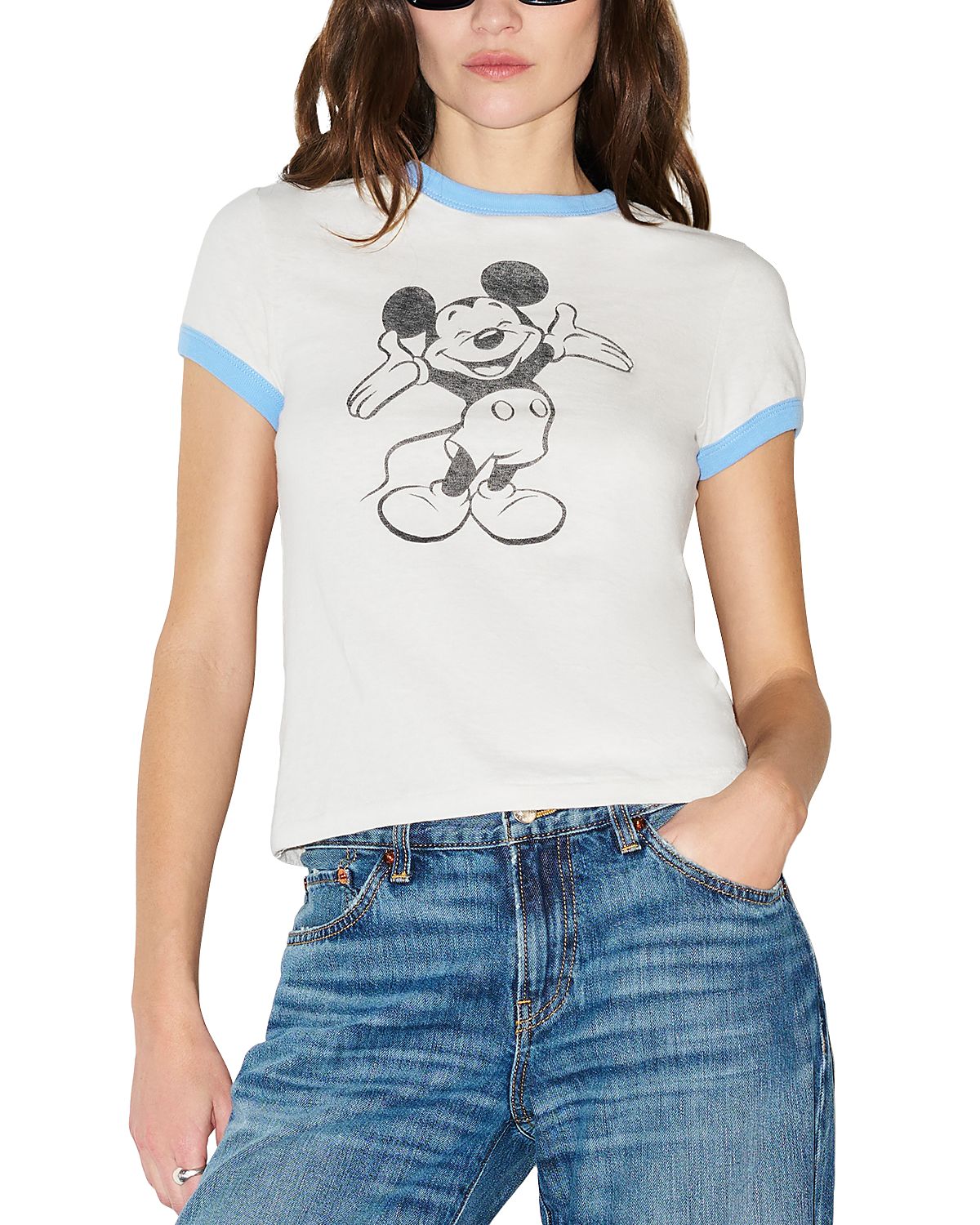 Re/Done 60s Slim The Mickey Mouse Club Grapic Ringer Tee
