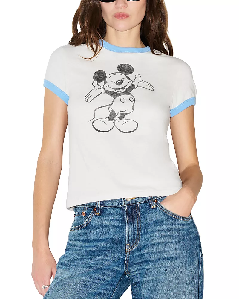 Re/Done 60s Slim The Mickey Mouse Club Grapic Ringer Tee