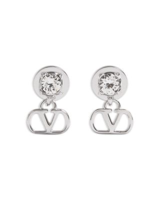 Swarovski Crystal Logo Drop Earrings, 0.6"L