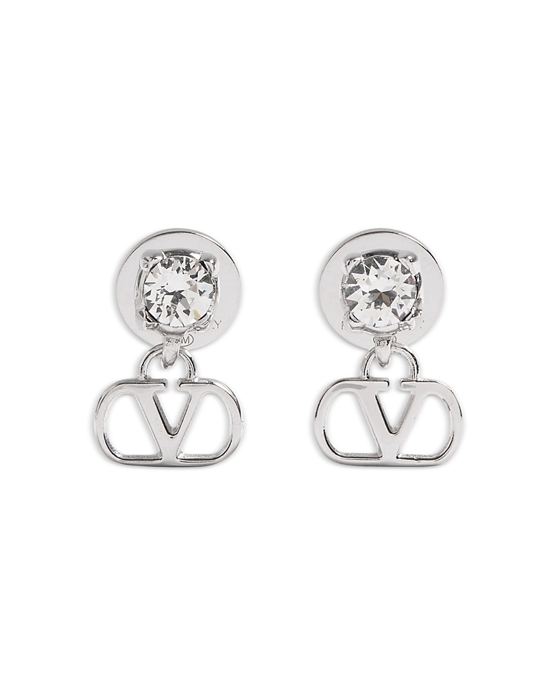 Valentino Garavani Swarovski Crystal Logo Drop Earrings, 0.6L
