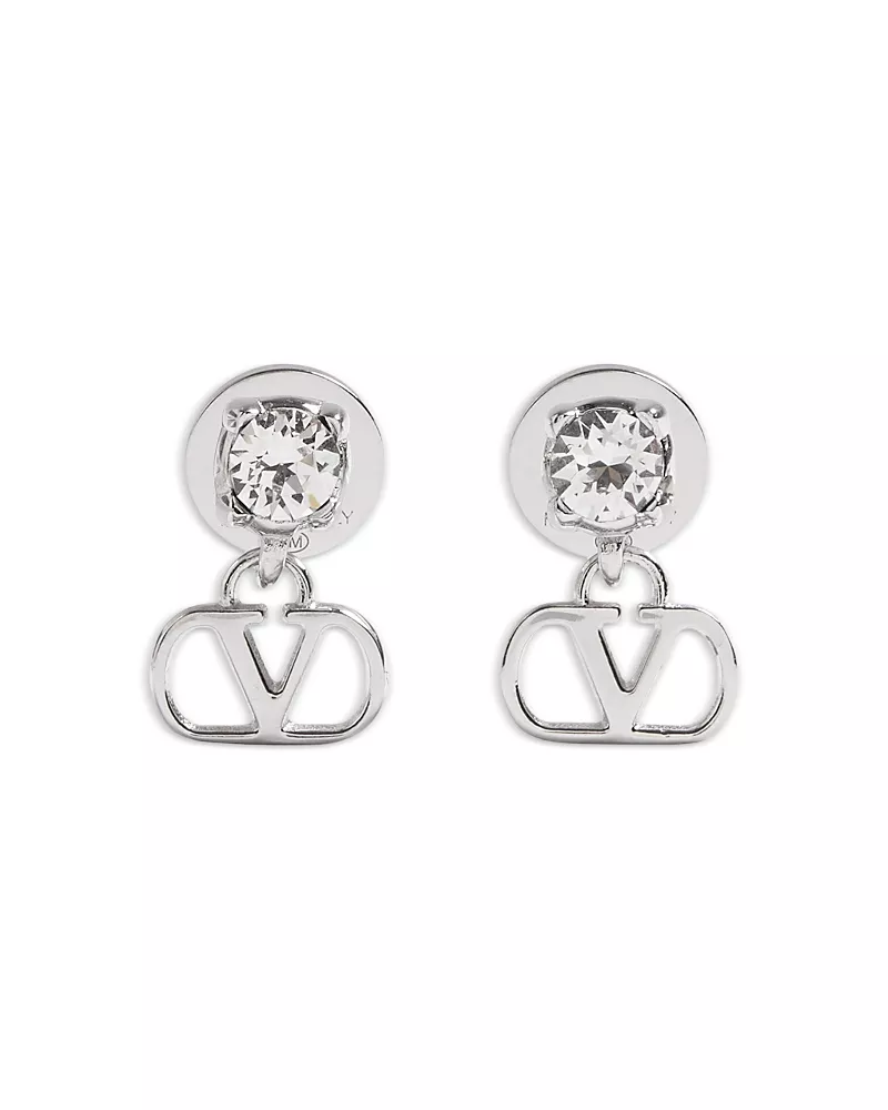 Valentino Garavani Swarovski Crystal Logo Drop Earrings, 0.6L