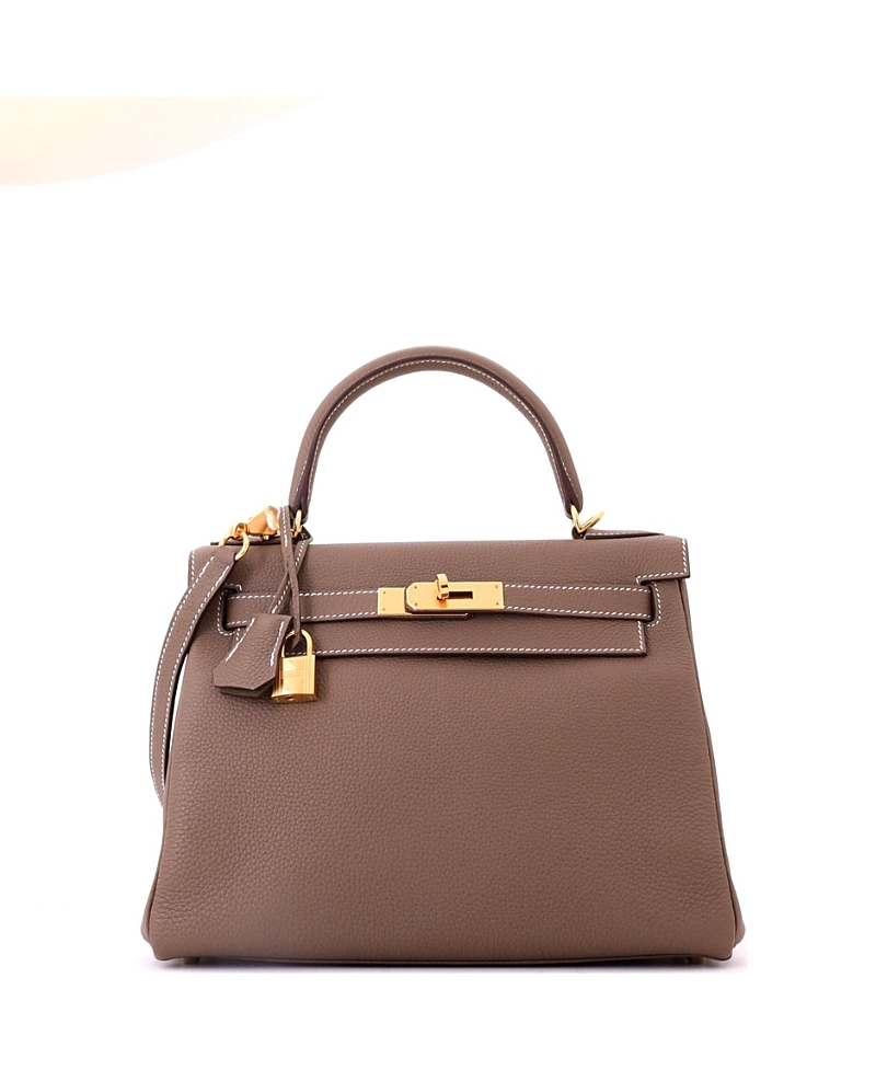 Pre-owned Pre-owned Hermes Hermes Kelly 28 Handbag Grey Togo With Gold Hardware In Brown