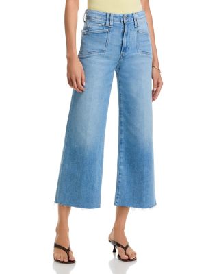Anessa High Rise Raw Hem Wide Leg Jeans in Vail