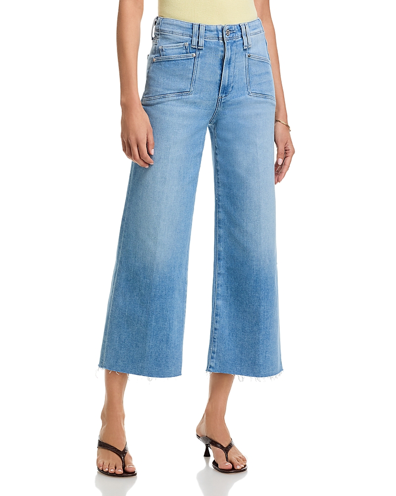 Paige Anessa High Rise Raw Hem Wide Leg Jeans in Vail