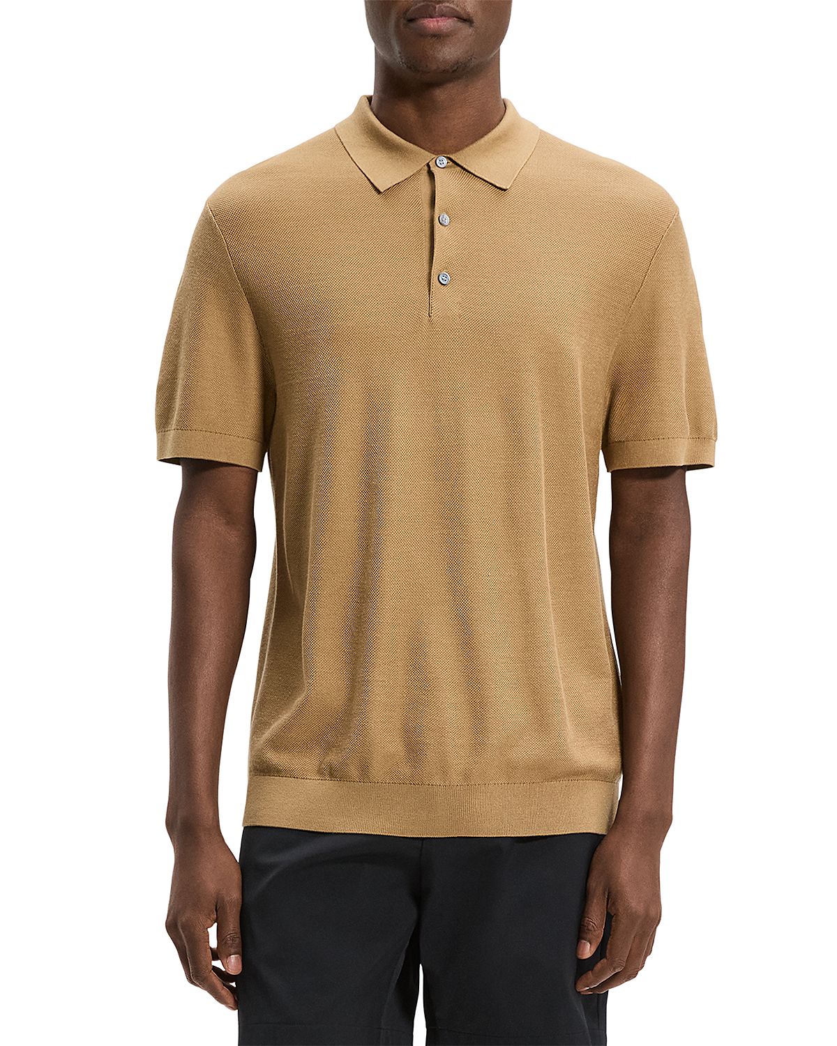 Theory Nocturne Navy Silk Cotton Polo Shirt