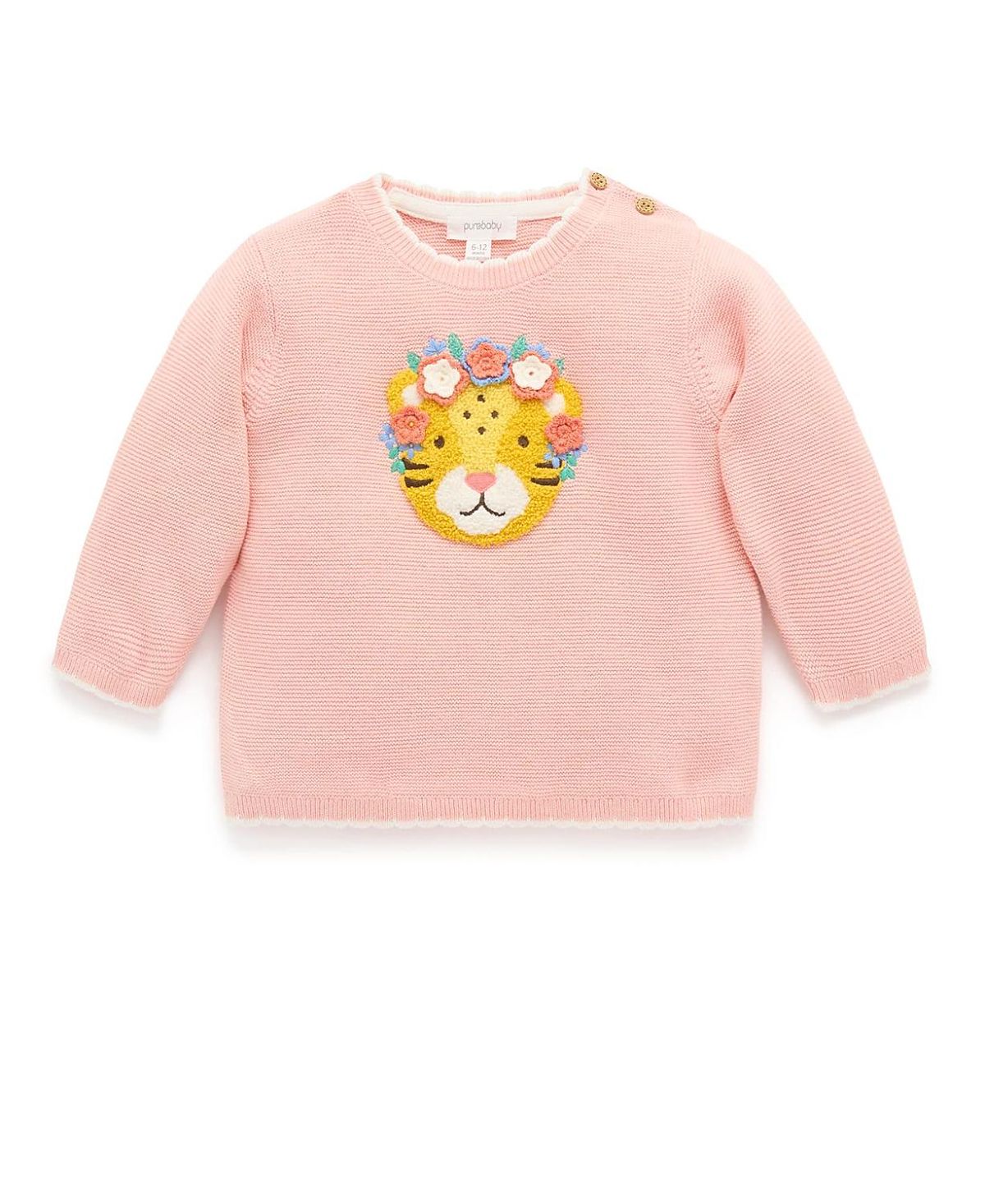 Purebaby Girls' Embroidered Frida Knit Sweater - Baby