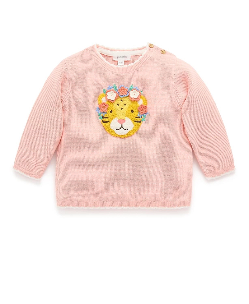 Purebaby Girls' Embroidered Frida Knit Sweater - Baby