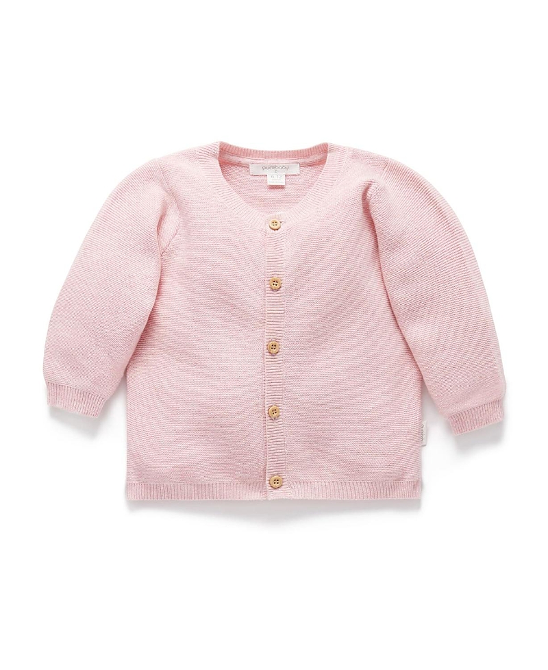 Purebaby Girls' Textured Knit Cardigan - Baby