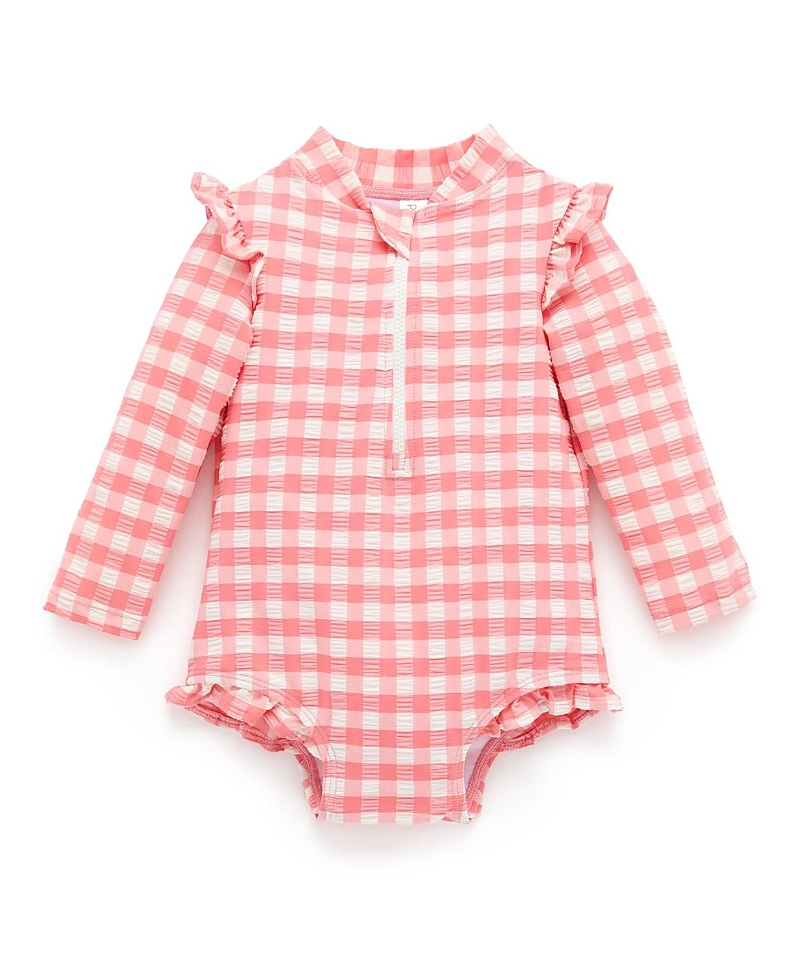 Purebaby Girls' Printed Frilly Longsleeve Swimsuit - Baby, Little Kid