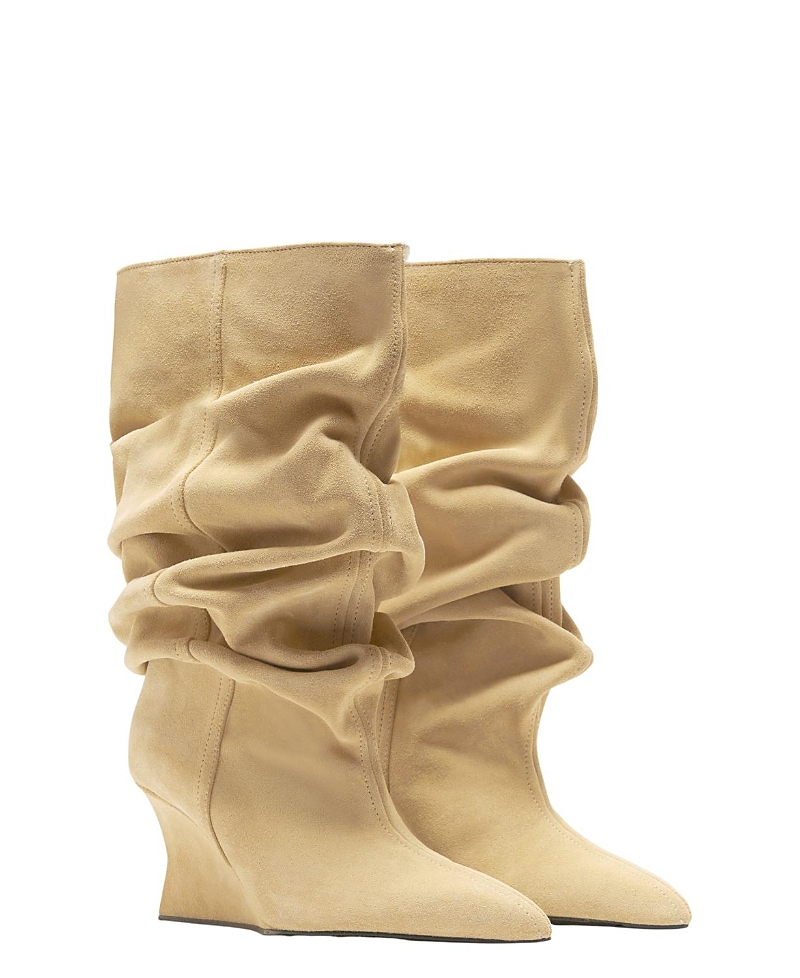 Balmain Women's Draped Suede Wedge Ankle Boots